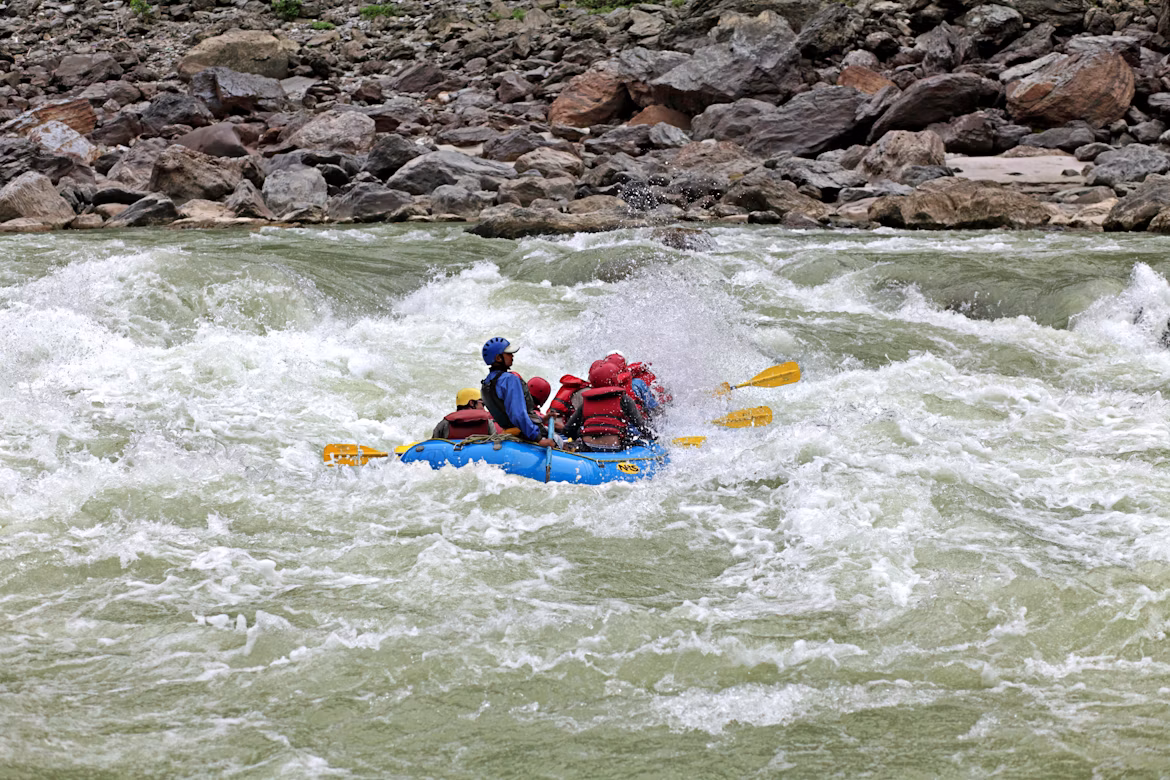 White water rafting on a river in Nepal